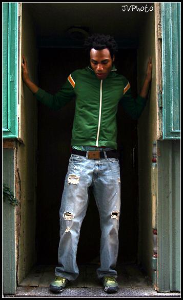 Male model photo shoot of John Valdez in back alley