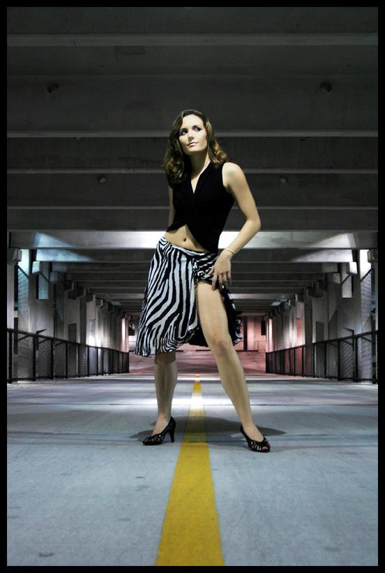Female model photo shoot of Katherine P by Walker1812 Photography in Winter Park/Parking Garage