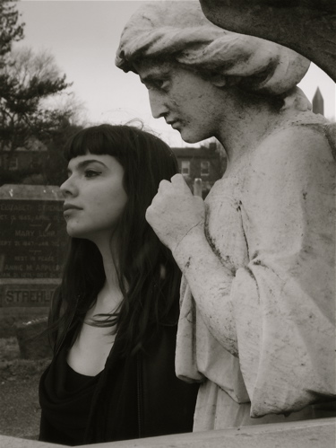 Male and Female model photo shoot of Ratravarman and Sarah Hunter in Loudon Park Cemetery, Baltimore, Maryland