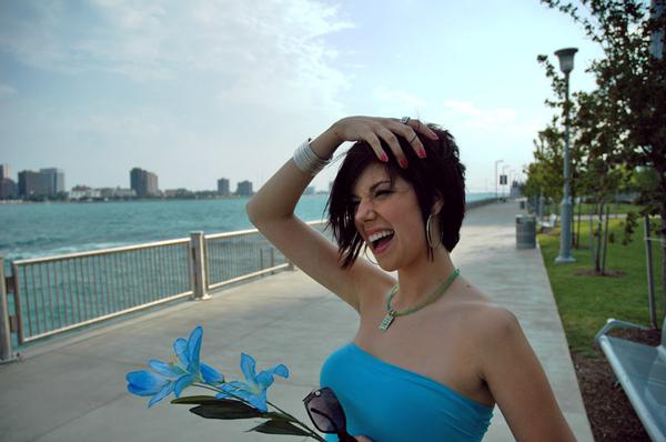 Female model photo shoot of Jessica Dawl in Detroit river