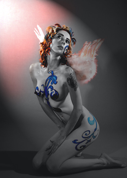 Female model photo shoot of S Marks Photography, body painted by SkinCity