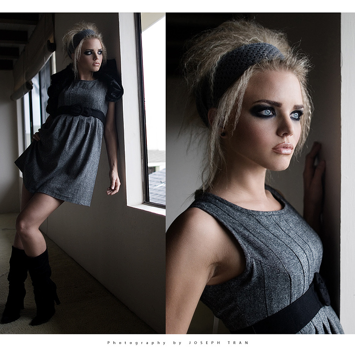 Female model photo shoot of Kiersten Hall by Joseph Tran in Home Alone, hair styled by Solmaz Saberi