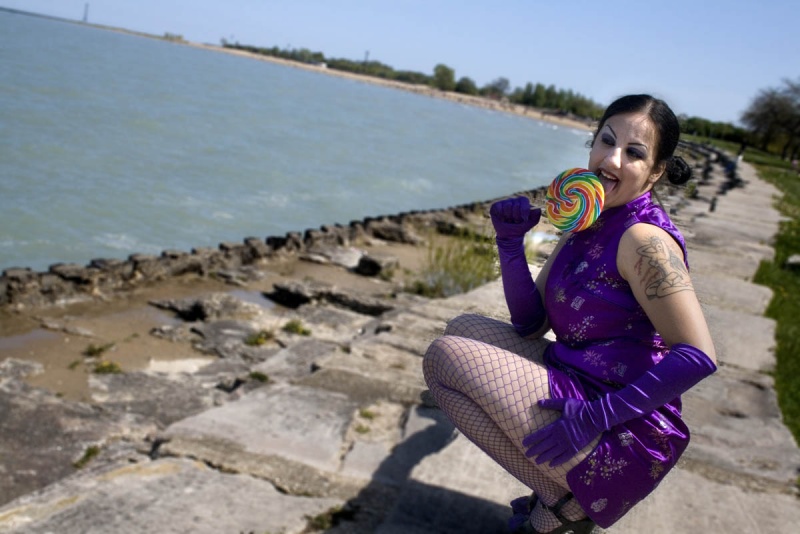 Male and Female model photo shoot of wildharedesigns and Xena Romanova in Chicago Lakefront