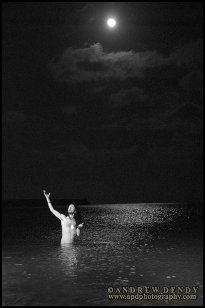 Male model photo shoot of ravensblood in 12.30 am brighton Harbour on a full moon!