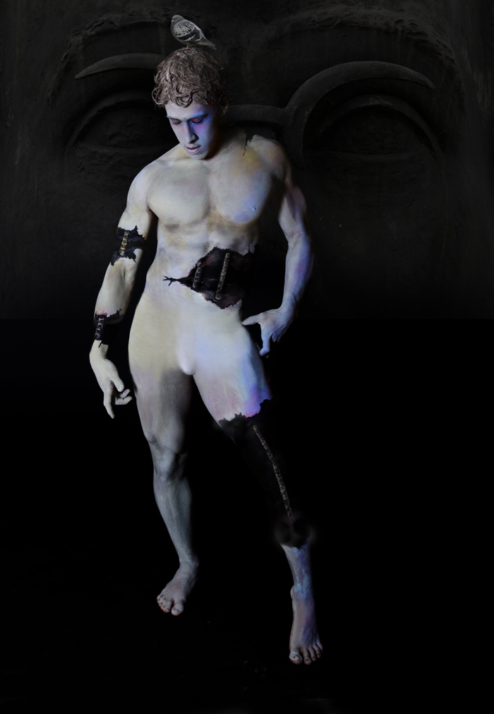 Male model photo shoot of Marlon Mora in N.j, body painted by BODYPAINTER