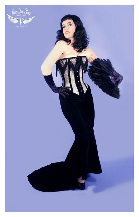 Female model photo shoot of Black Dahlia Burlesque by Viva Van Story