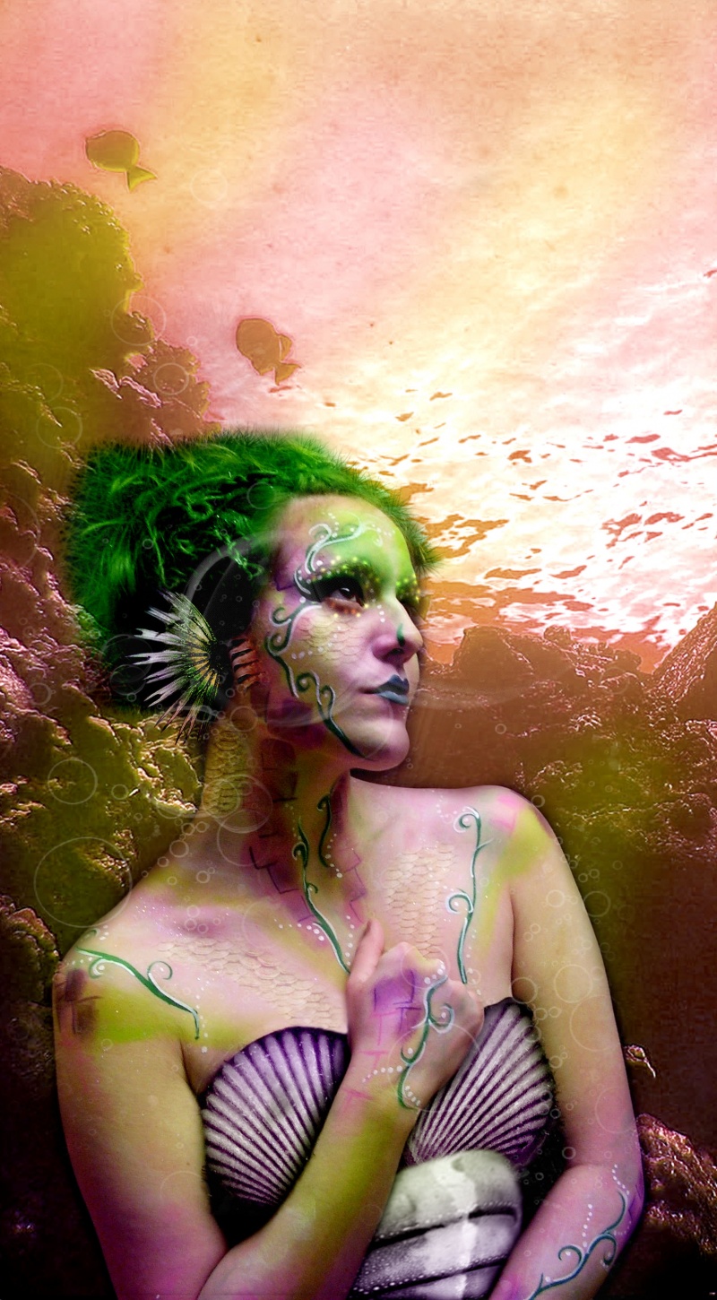 Male and Female model photo shoot of Petersons and Glow in under the sea, makeup by Amber Marie O