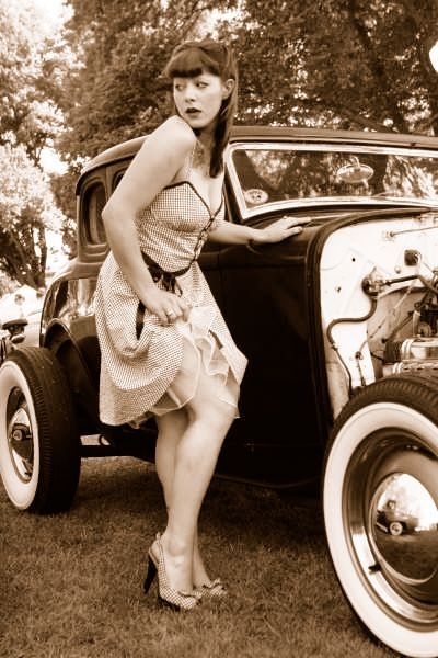 Female model photo shoot of HotRod Lolita in Paso Car Show 2007