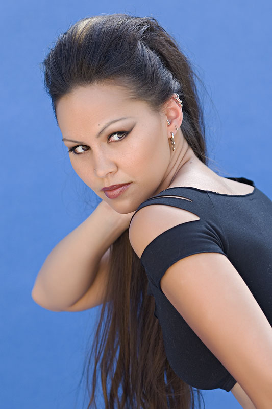 Female model photo shoot of Ericka S by Bobby Tan  in Studio A, makeup by Crystal Grace Rodriguez