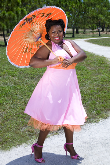 Female model photo shoot of SWEETFACELA by Tabatha Mudra in Florida, hair styled by Kyanna, makeup by Louis K Beauty, clothing designed by Racy LaRue Apparel