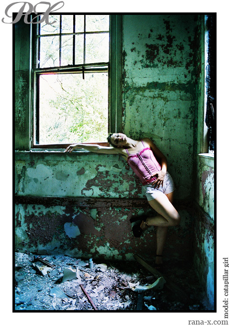 Female model photo shoot of Catapillar Girl by Rana X. in Abandoned training school