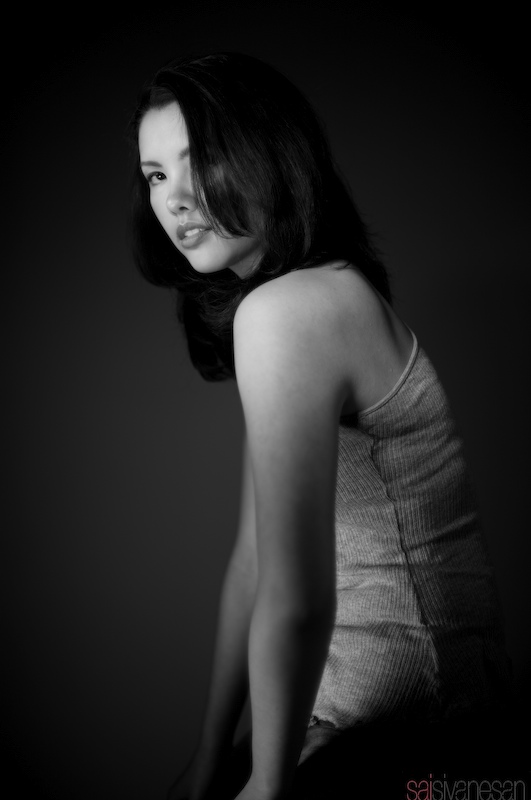 Female model photo shoot of Michelle LN by sai sivanesan in Sai Sivanesan Studio, makeup by Melissa Villa