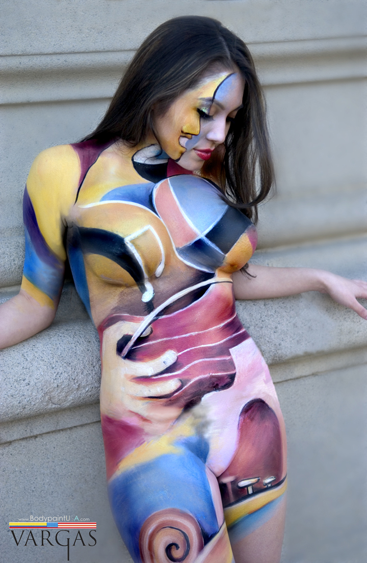 Male model photo shoot of BODYPAINTER in Royal/California, body painted by VARGAStheBodypainter