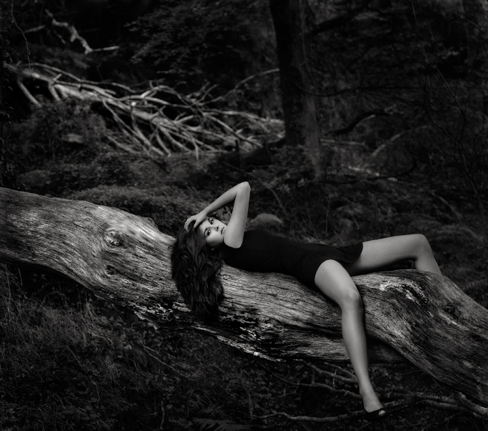 Female model photo shoot of Richie Roxx in secret woods