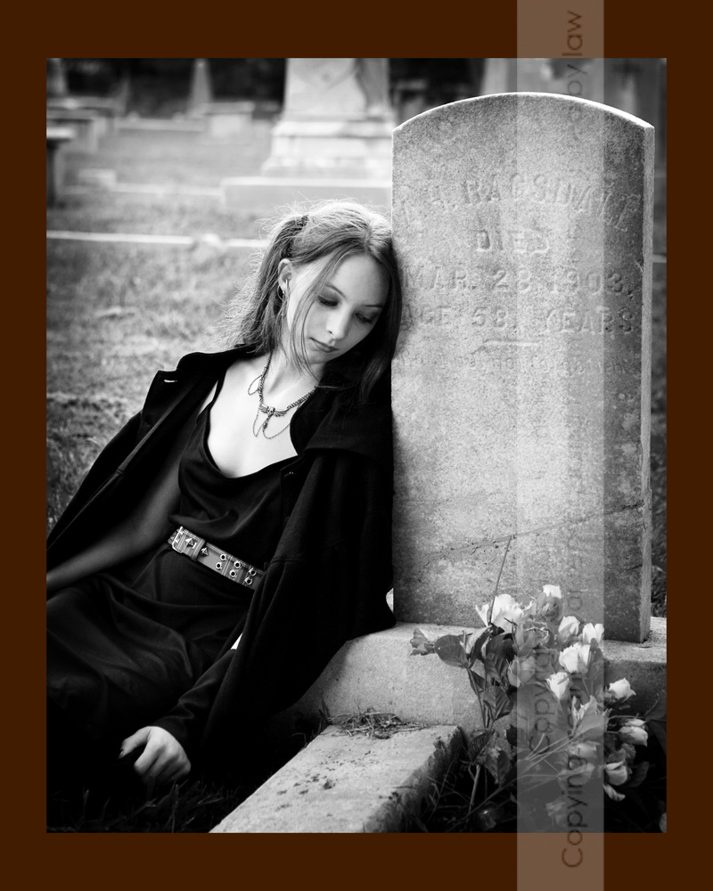 Female model photo shoot of Luna Lilly by Baughman Photography in Maple Hill Cemetery