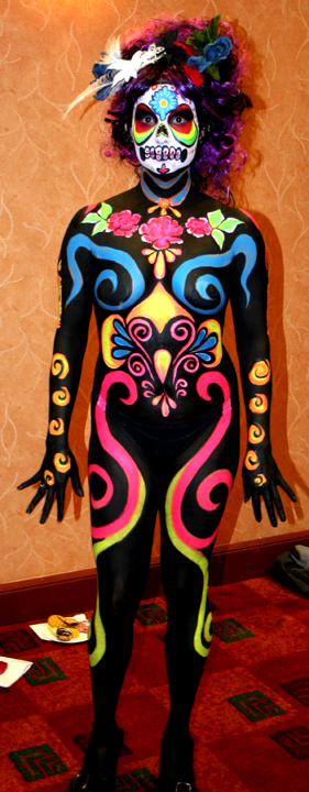 Female model photo shoot of Ashley Pickin in Albuequerque, New Mexico, USA  @ the U.S. Body Painting Festival(backstage..)