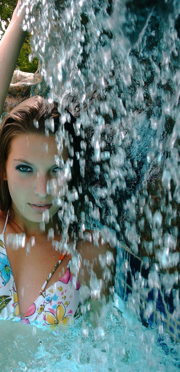 Female model photo shoot of Rachel Nydam in my pool haha