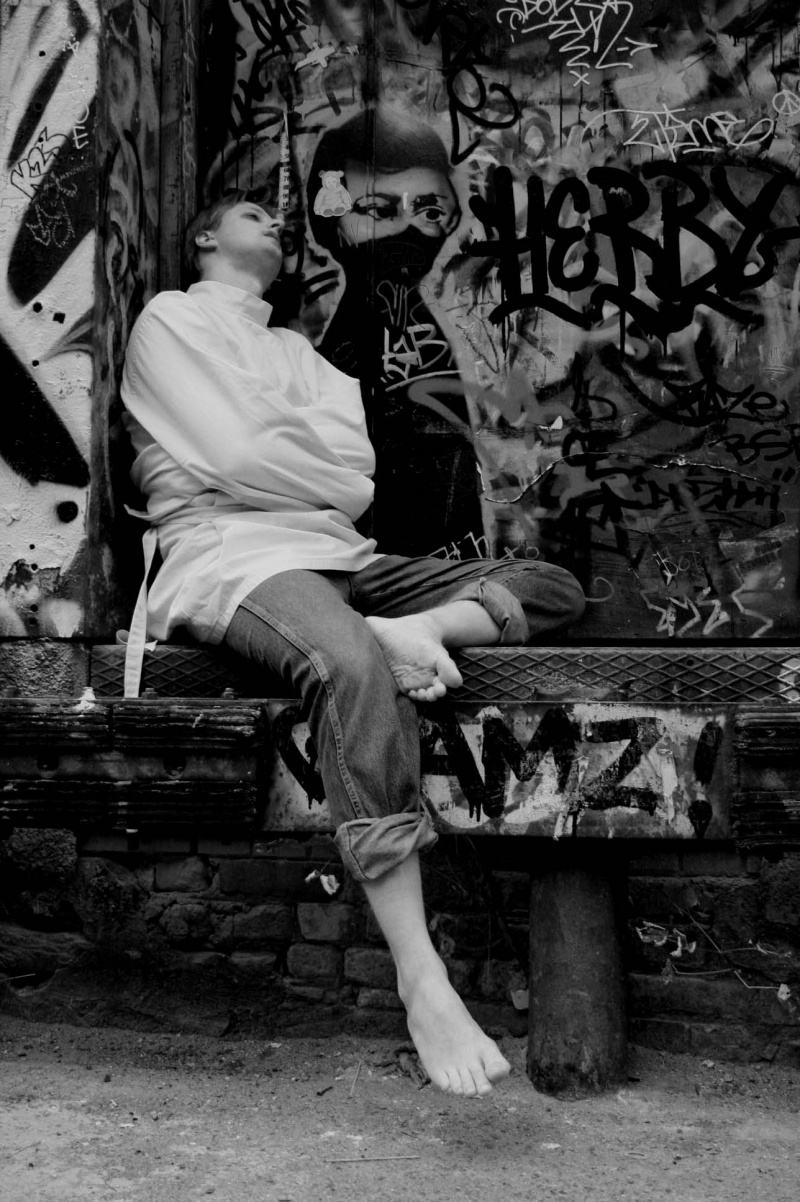 Female model photo shoot of Jessica Armstrong in Graffitti Alley - Toronto, ON