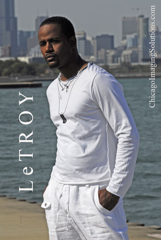 Male model photo shoot of LeTroy in Chicago Lakefront