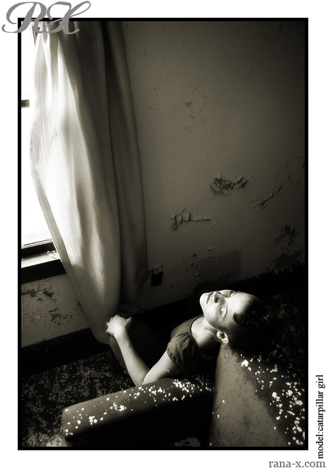 Female model photo shoot of Catapillar Girl by Rana X. in Abandoned training school