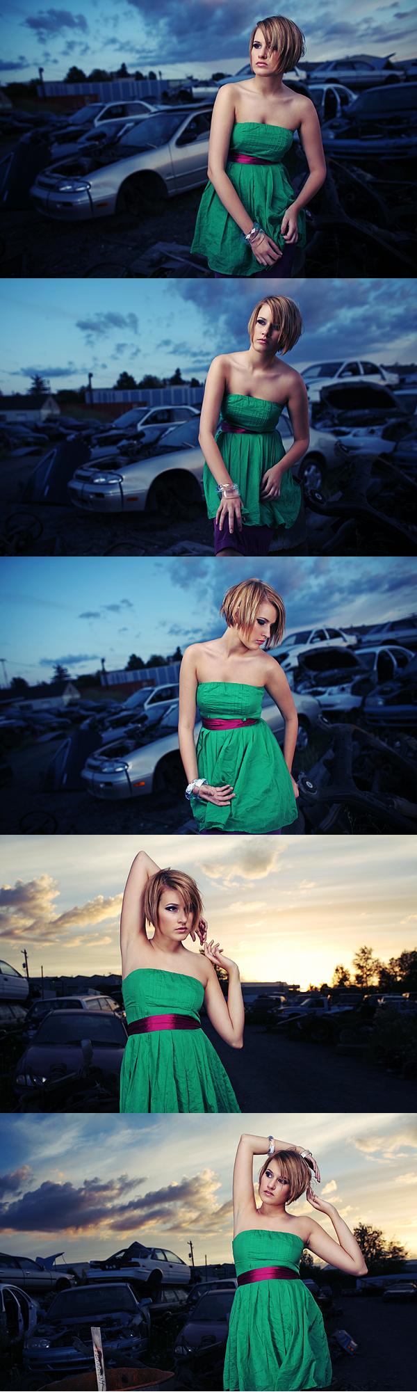 Female model photo shoot of Courtney by Kevin Russ in Junkyard, makeup by Madi Makeup and Hair