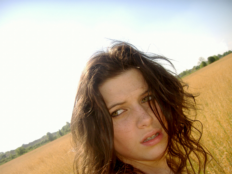 Female model photo shoot of Megan Insanity in A random field in Indiana