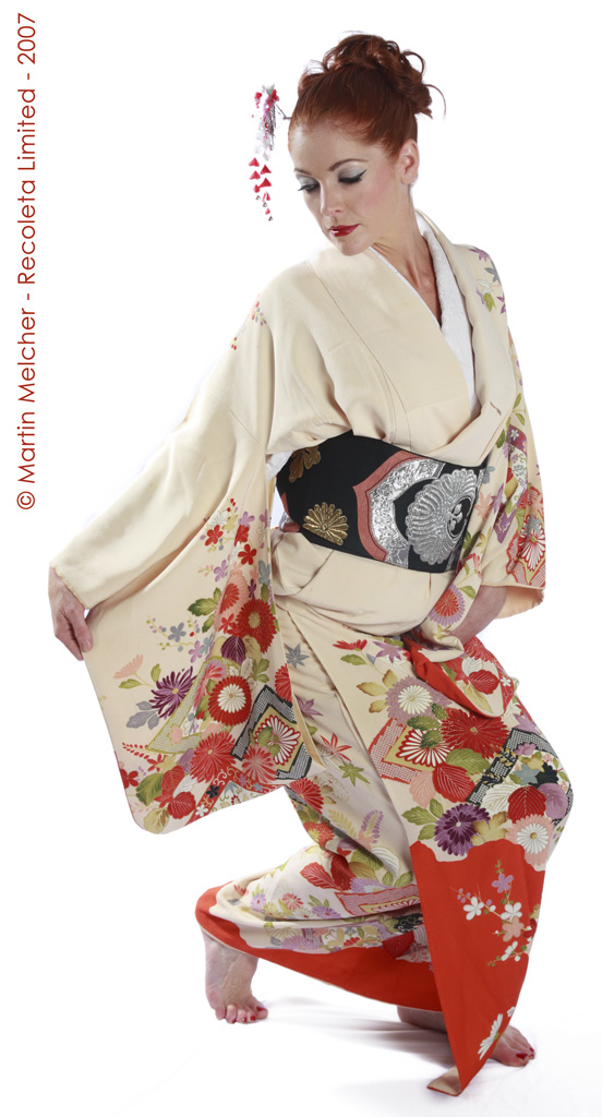 Female model photo shoot of Kitsuke kimono dressing by Martin Melcher in Woolwich, London, wardrobe styled by Kitsuke kimono dressing