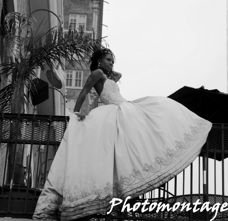 Male and Female model photo shoot of Photo Montage and SHAY SIMONEAUX in Downtown Houston-Urban Trash The Dress