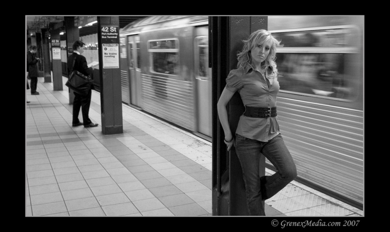 Male model photo shoot of Grenex Media in NYC Subway
