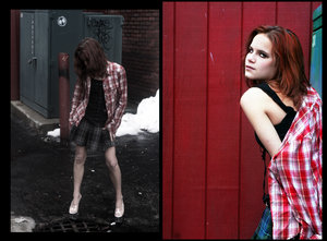 Female model photo shoot of Holly E C by Calico Roni Rosenberg in some alley way