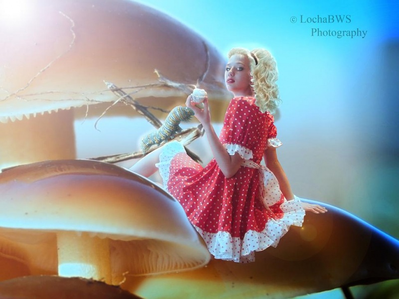 Female model photo shoot of LochaBWS Photography and kinziee in in Wonderland... of course., retouched by LochaBWS Art