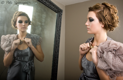 Female model photo shoot of Kira Pinski by Pete Springer, makeup by Blush Premier Makeup, clothing designed by Haunt  Holly Stalder