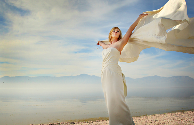 Female model photo shoot of Jessica Sheriff in Salton Sea, hair styled by fiberglass dress, makeup by MARQUI ARTISTRY