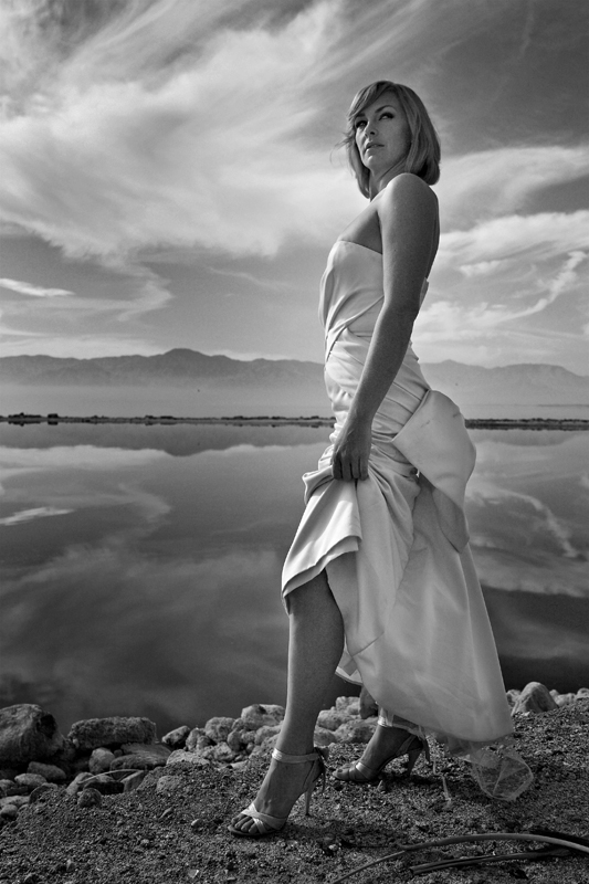 Female model photo shoot of Jessica Sheriff in Salton Sea, hair styled by fiberglass dress, makeup by MARQUI ARTISTRY