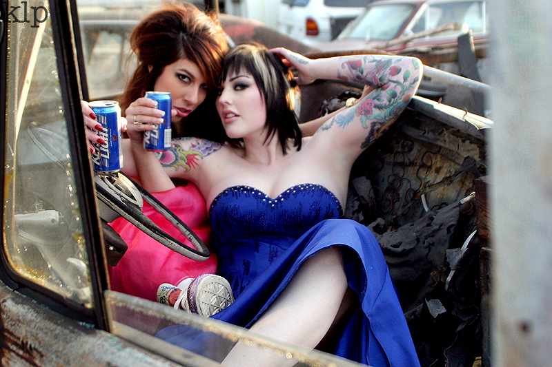 Female model photo shoot of Kayde Layne, SUNNY SULTANA and Amie Double D in Junkyard
