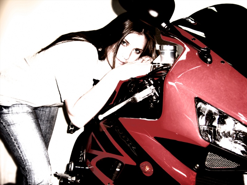 Female model photo shoot of Caren Curtis in me with one of the razor-tec bikes