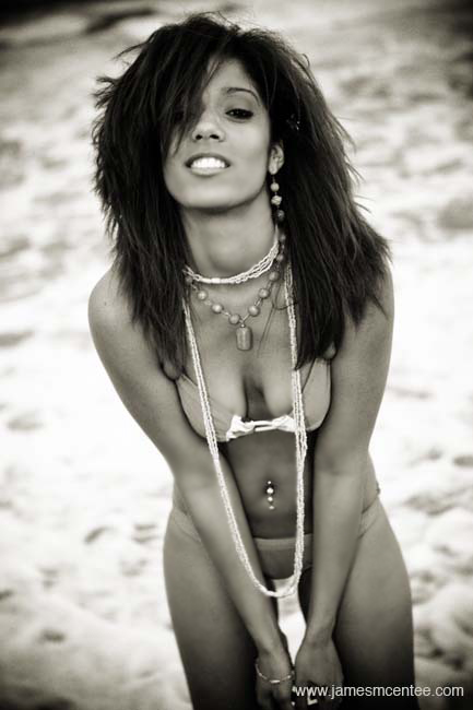 Female model photo shoot of Martine Marie by James McEntee in the beach!, wardrobe styled by INTYCE SWIMWEAR