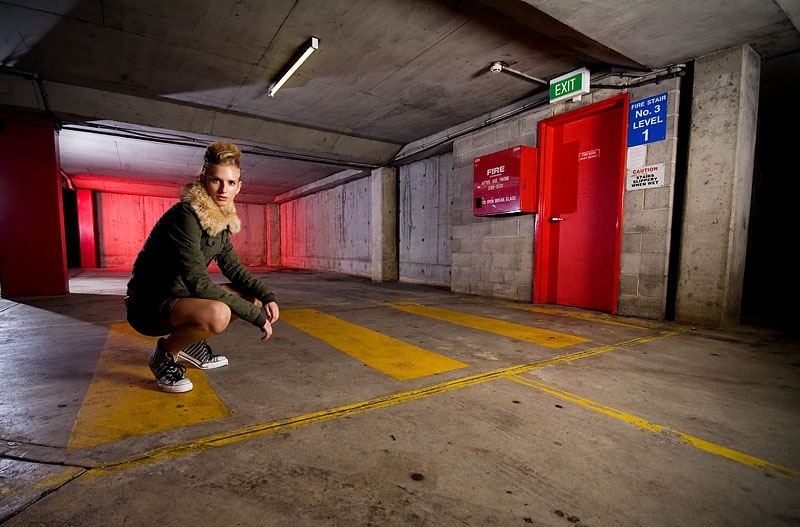 Male model photo shoot of Andrew Burns in Kings Cross carpark, Sydney
