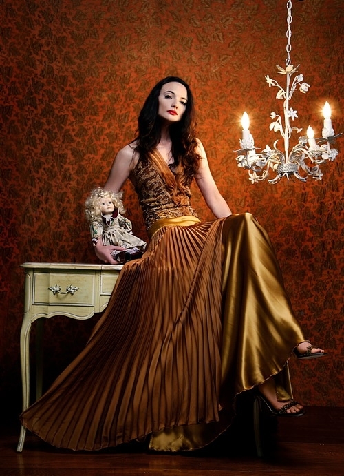 Female model photo shoot of Laura Meredith by tyat, makeup by Melissa Rachelle, clothing designed by Eduardo De las Casas