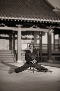 Male model photo shoot of Costello Saint John in Japantown Bhuddist Temple San Jose, California