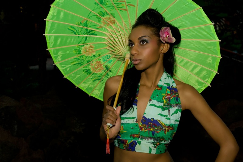 Female model photo shoot of Veronica Foxx by DamienStorm Photography in tropical island, makeup by FLAWLESS FINISH