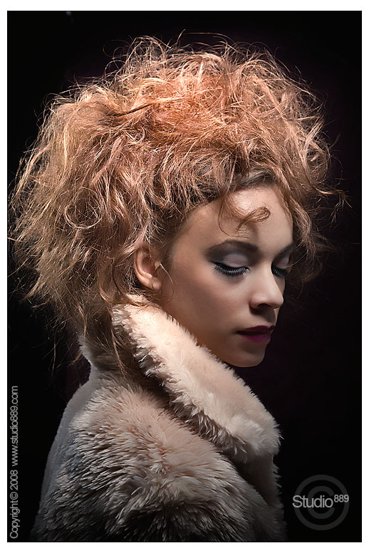 Female model photo shoot of Toots Hair Artistry by Studio 889 in studio, makeup by Meehshel