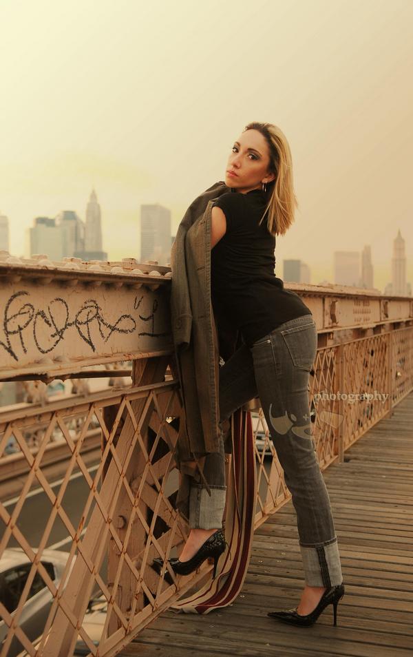 Female model photo shoot of Maria_R by John Clement Iton in Brooklyn Bridge.  Brooklyn, New York, makeup by Crystal MUA