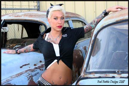 Female model photo shoot of Katt Smash in Walley's garage Las Vegas