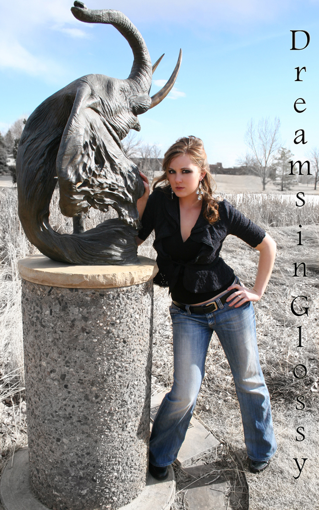 Female model photo shoot of Dreams in Glossy and Shannyv in Loveland's Bensen Sculpture Park