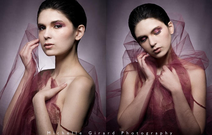 Female model photo shoot of Michelle Girard in Studio, makeup by melissa a stillman