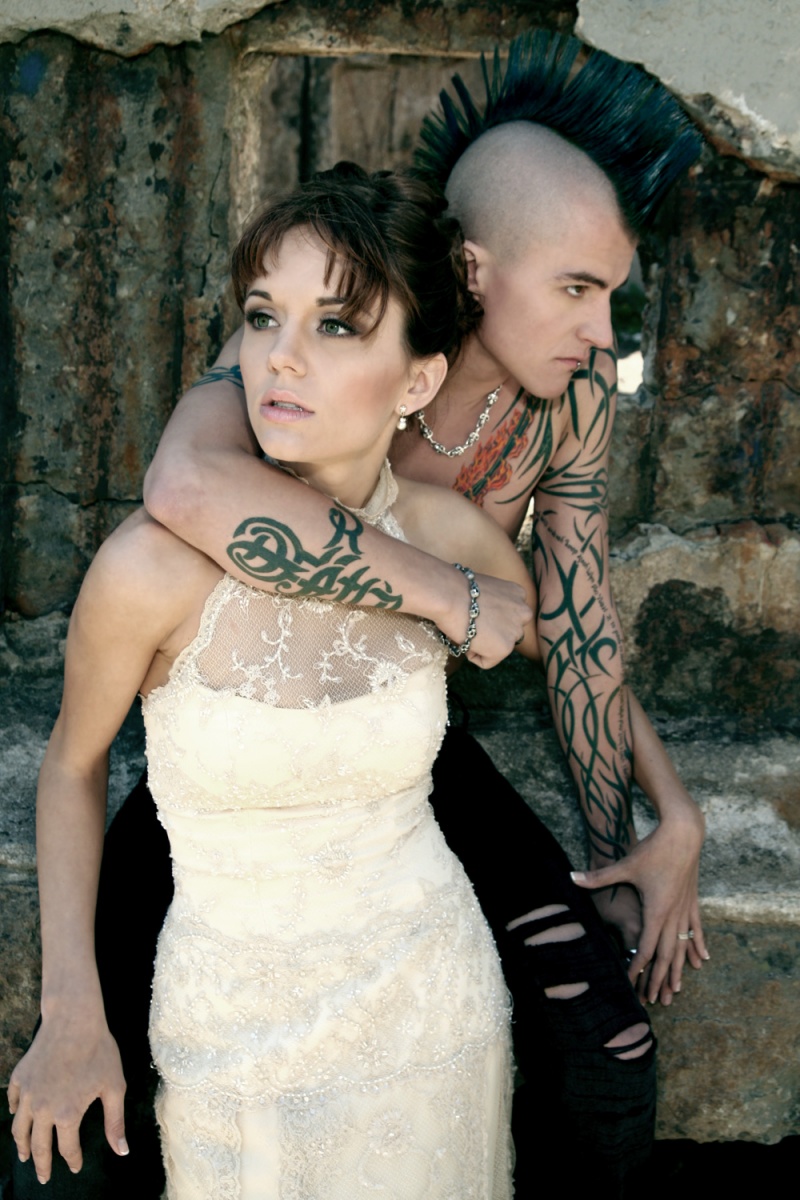 Male and Female model photo shoot of Night Beat, Tye MoHawk and Nebulous_Jenn in Sutro Bath Ruins, San Francisco, California, makeup by Thy Dinh Makeup Artist