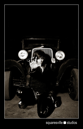 Male model photo shoot of JBabe by Squaresville Studios in Hot Rod Garage, hair styled by Marlena Isbell, makeup by Holly S Evans