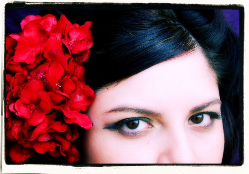 Female model photo shoot of Flor Del Pantano by The Other Sister, hair styled by fiberglass dress