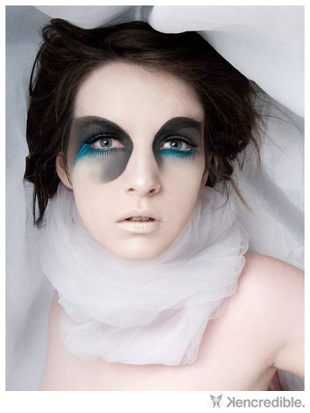 Female model photo shoot of Darya Latham Makeup in studio